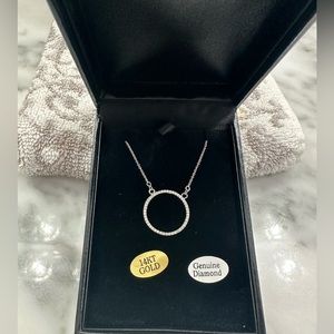 Solid 14kt white gold Diamond circle infinity necklace
